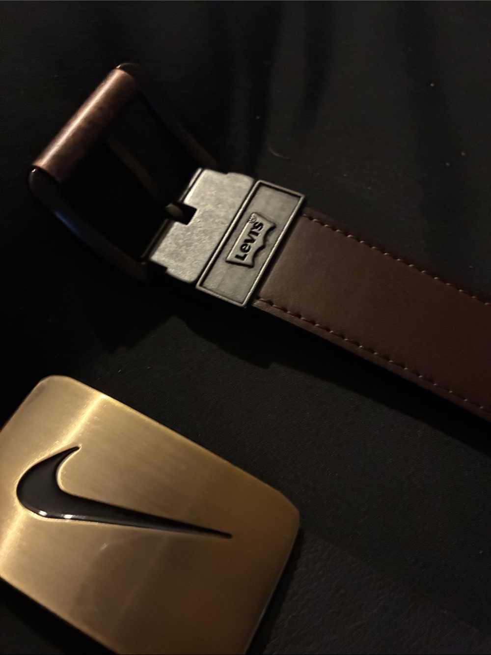 Levi's Brown Leather Belt with Brushed Metal Buckle